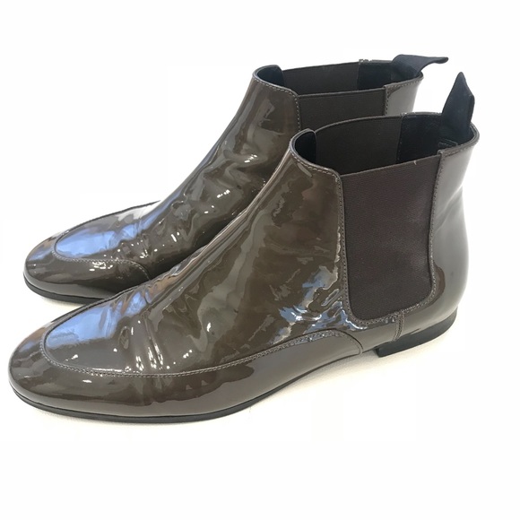 JIL SANDER Patent Leather Booties Sz 40.5